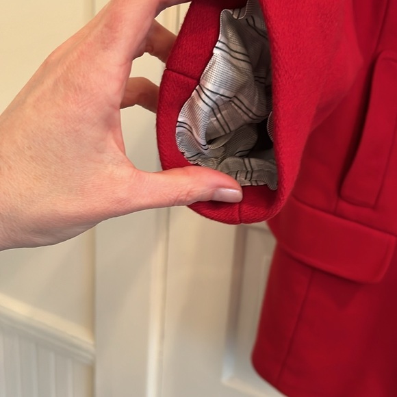 Banana Republic Wool Petite size Large Red Pea Coat - Picture 7 of 13